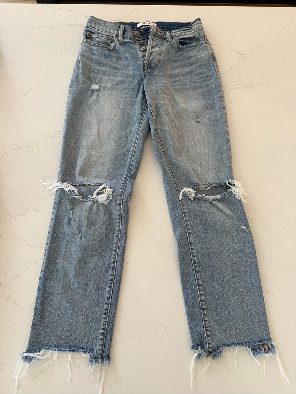 Pistola Distressed Cropped Straight Leg Jeans Size 26